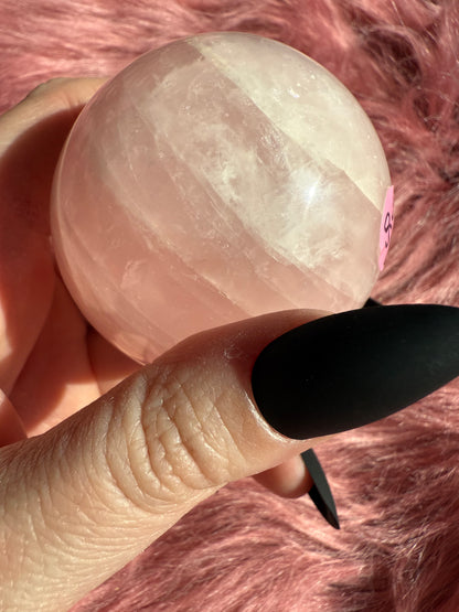 Stunning Flashy Rose Quartz Crystal Sphere G