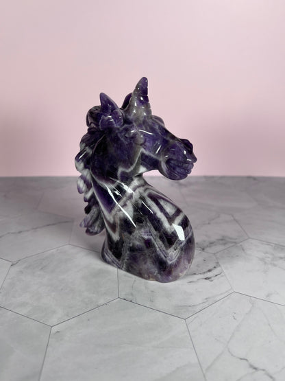 ONE (1) Stunning High Quality Dream Amethyst Hand Carved Unicorn