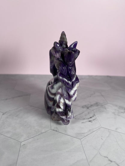 ONE (1) Stunning High Quality Dream Amethyst Hand Carved Unicorn