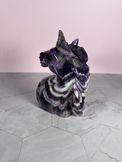 ONE (1) Stunning High Quality Dream Amethyst Hand Carved Unicorn