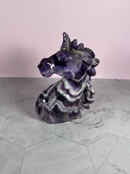 ONE (1) Stunning High Quality Dream Amethyst Hand Carved Unicorn