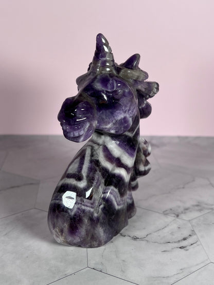 ONE (1) Stunning High Quality Dream Amethyst Hand Carved Unicorn