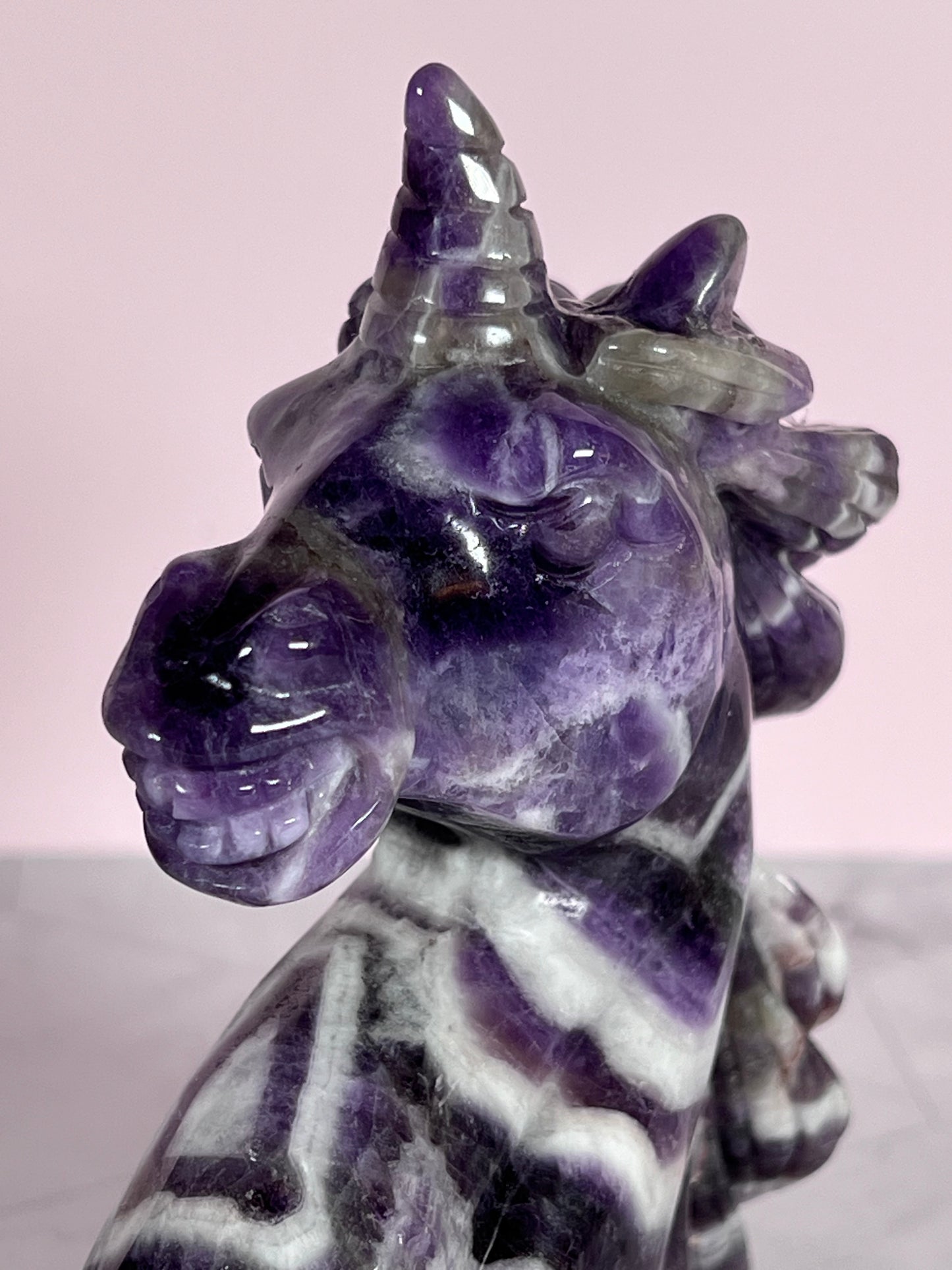 ONE (1) Stunning High Quality Dream Amethyst Hand Carved Unicorn