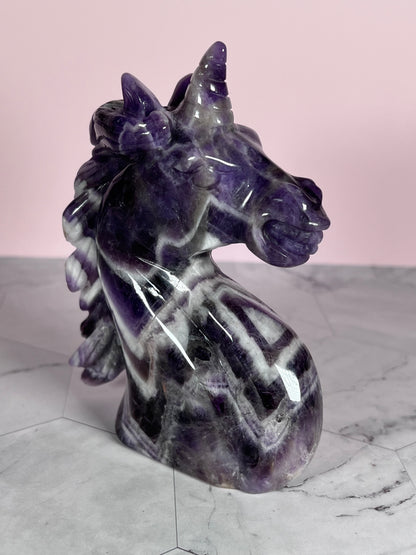 ONE (1) Stunning High Quality Dream Amethyst Hand Carved Unicorn