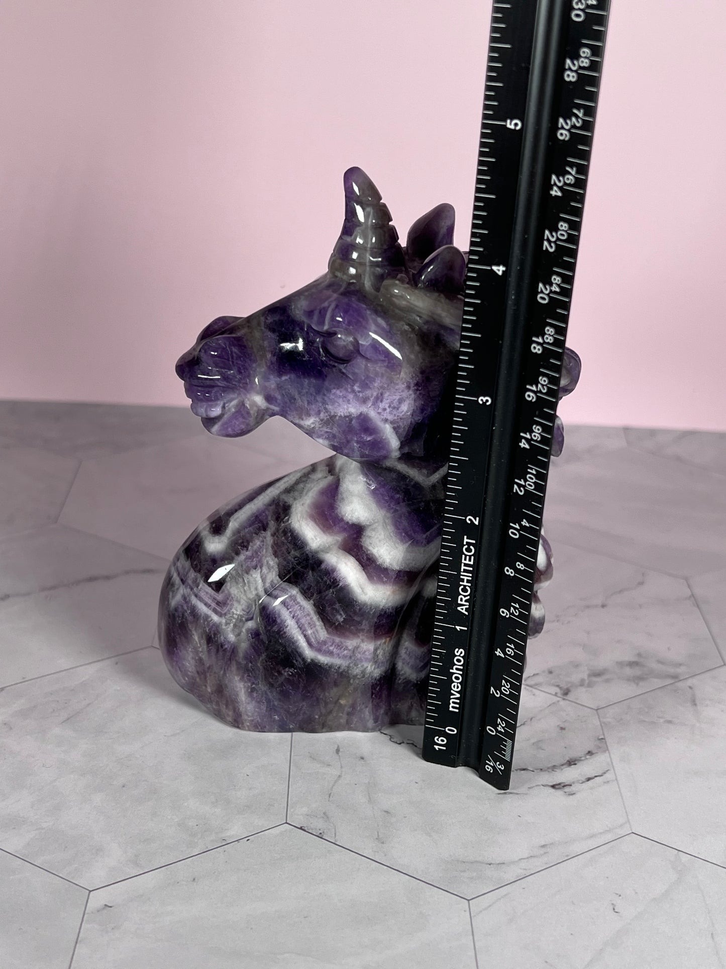 ONE (1) Stunning High Quality Dream Amethyst Hand Carved Unicorn