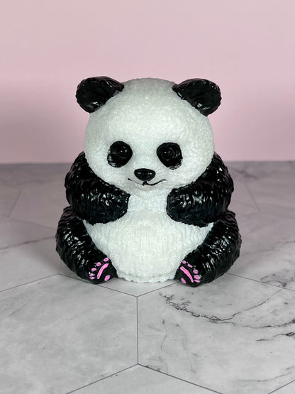 ONE (1) Stunning Painted Selenite Panda Bear Crystal Carving