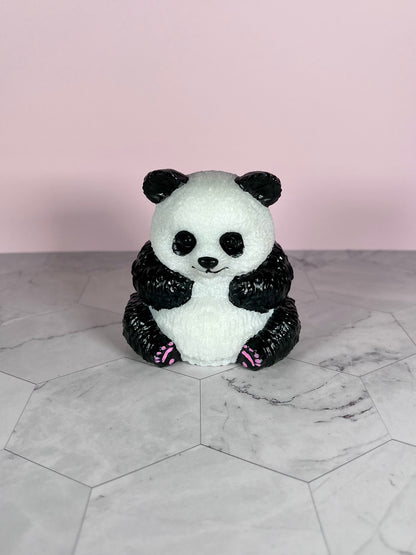 ONE (1) Stunning Painted Selenite Panda Bear Crystal Carving