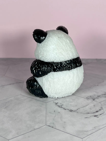 ONE (1) Stunning Painted Selenite Panda Bear Crystal Carving