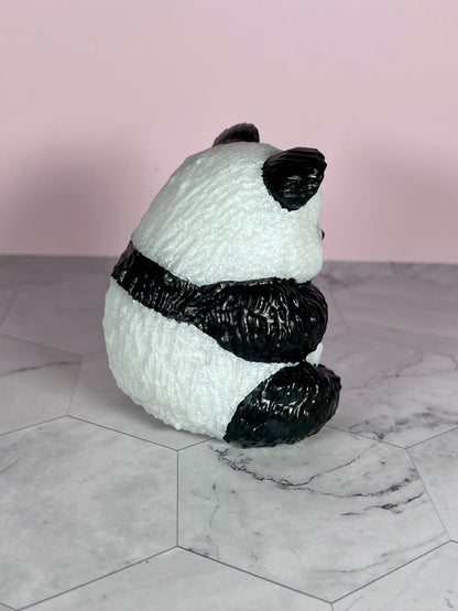 ONE (1) Stunning Painted Selenite Panda Bear Crystal Carving