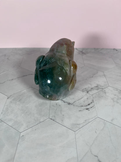 ONE (1) Stunning High Quality Sea (Ocean) Jasper Hand Carved Bird