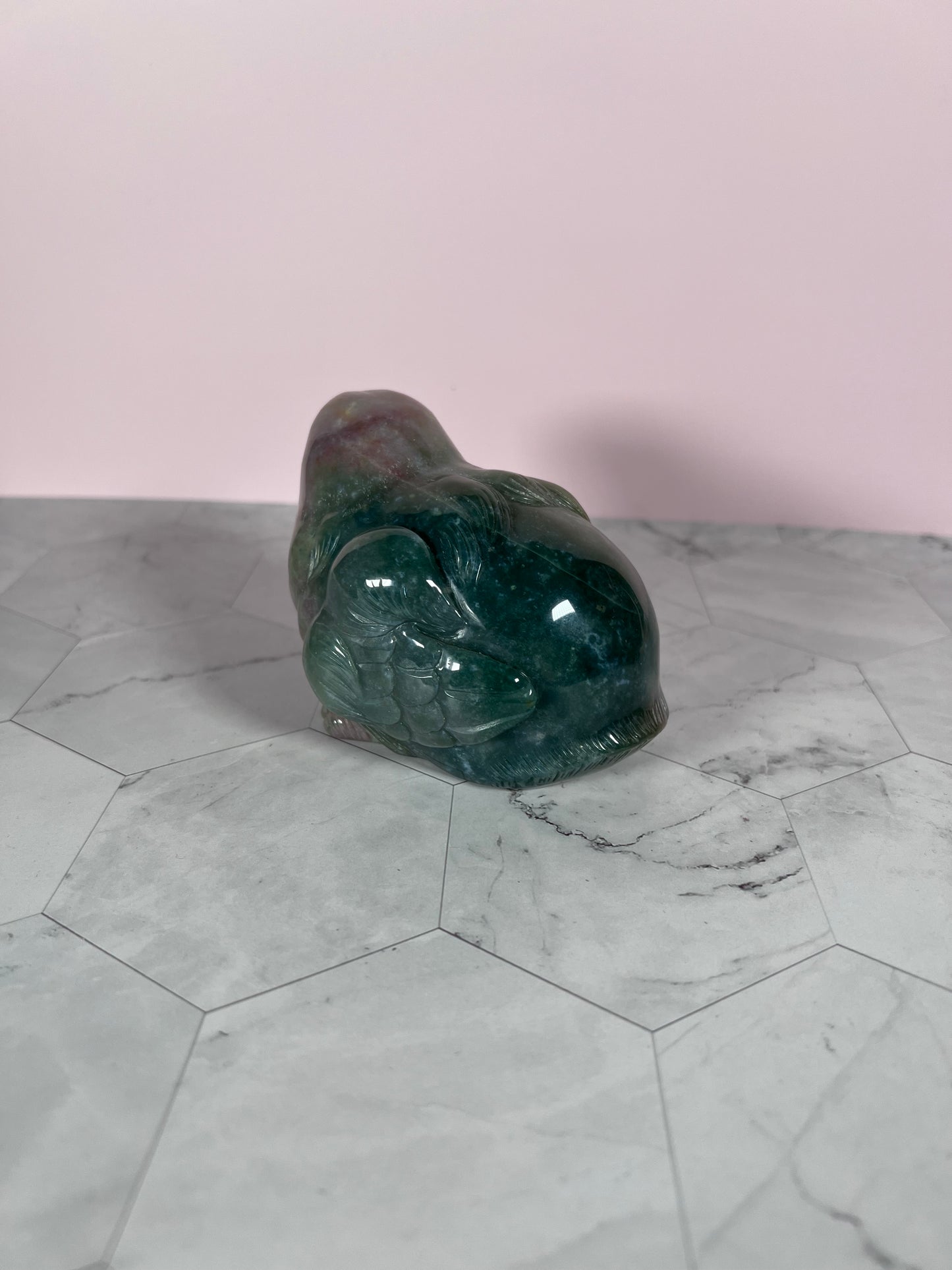 ONE (1) Stunning High Quality Sea (Ocean) Jasper Hand Carved Bird