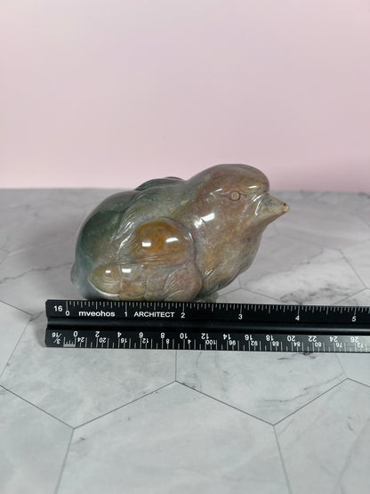 ONE (1) Stunning High Quality Sea (Ocean) Jasper Hand Carved Bird