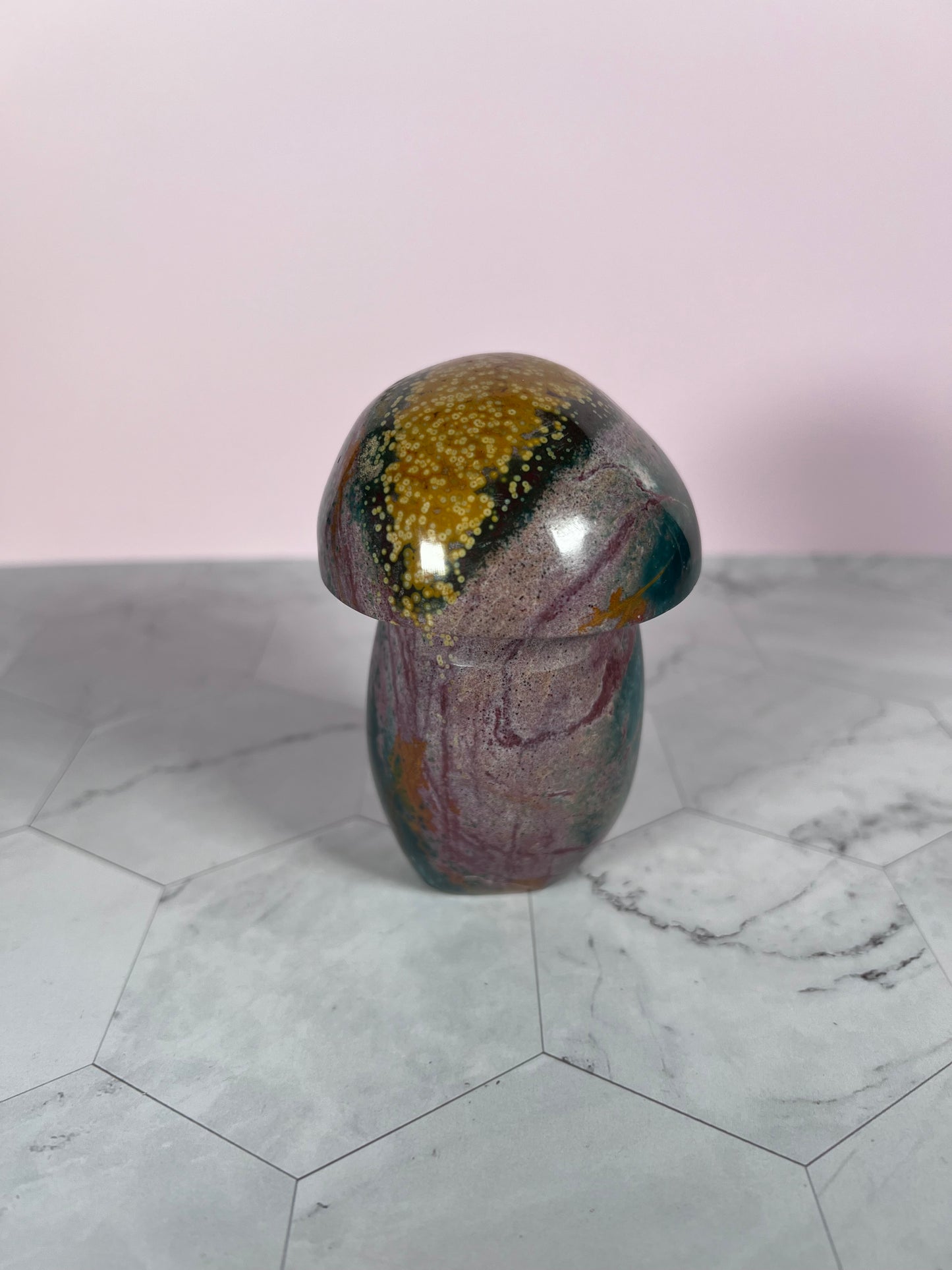 ONE (1) Stunning High Quality Ocean Jasper Jumbo Mushroom Carving