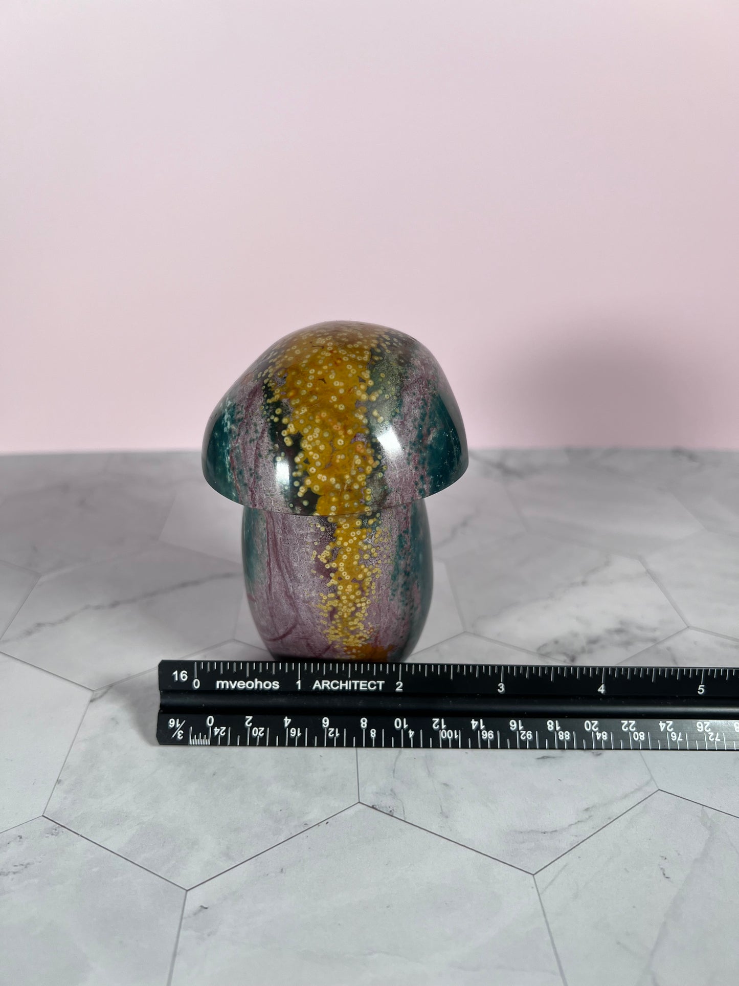 ONE (1) Stunning High Quality Ocean Jasper Jumbo Mushroom Carving