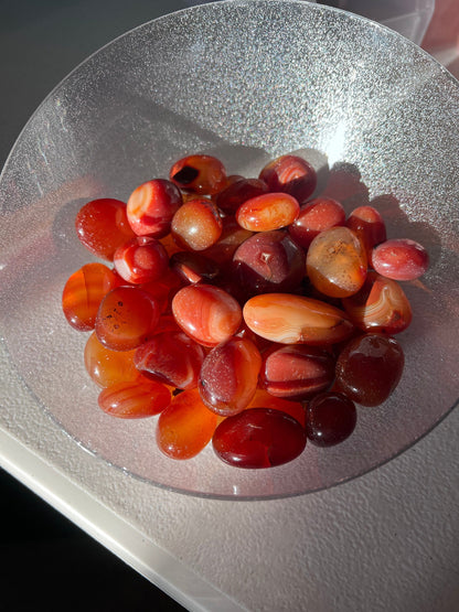 Stunning Carnelian Crystal Tumbles in natural sunlight