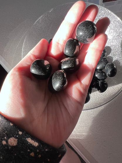 Stunning Black Obsidian Tumble in natural sunlight