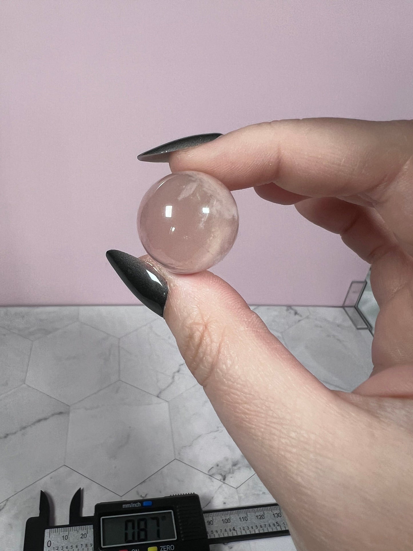 ONE (1) Stunning Starry Snow Garden Rose Quartz Crystal Sphere C