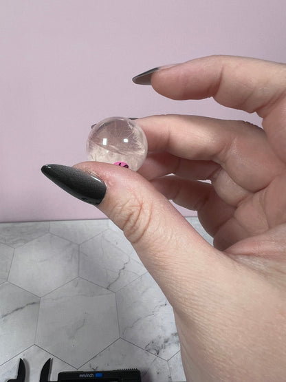 ONE (1) Stunning Starry Snow Garden Rose Quartz Crystal Sphere B