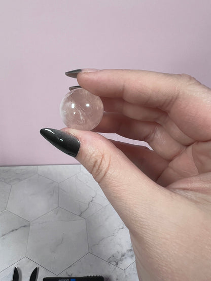 ONE (1) Stunning Starry Snow Garden Rose Quartz Crystal Sphere B