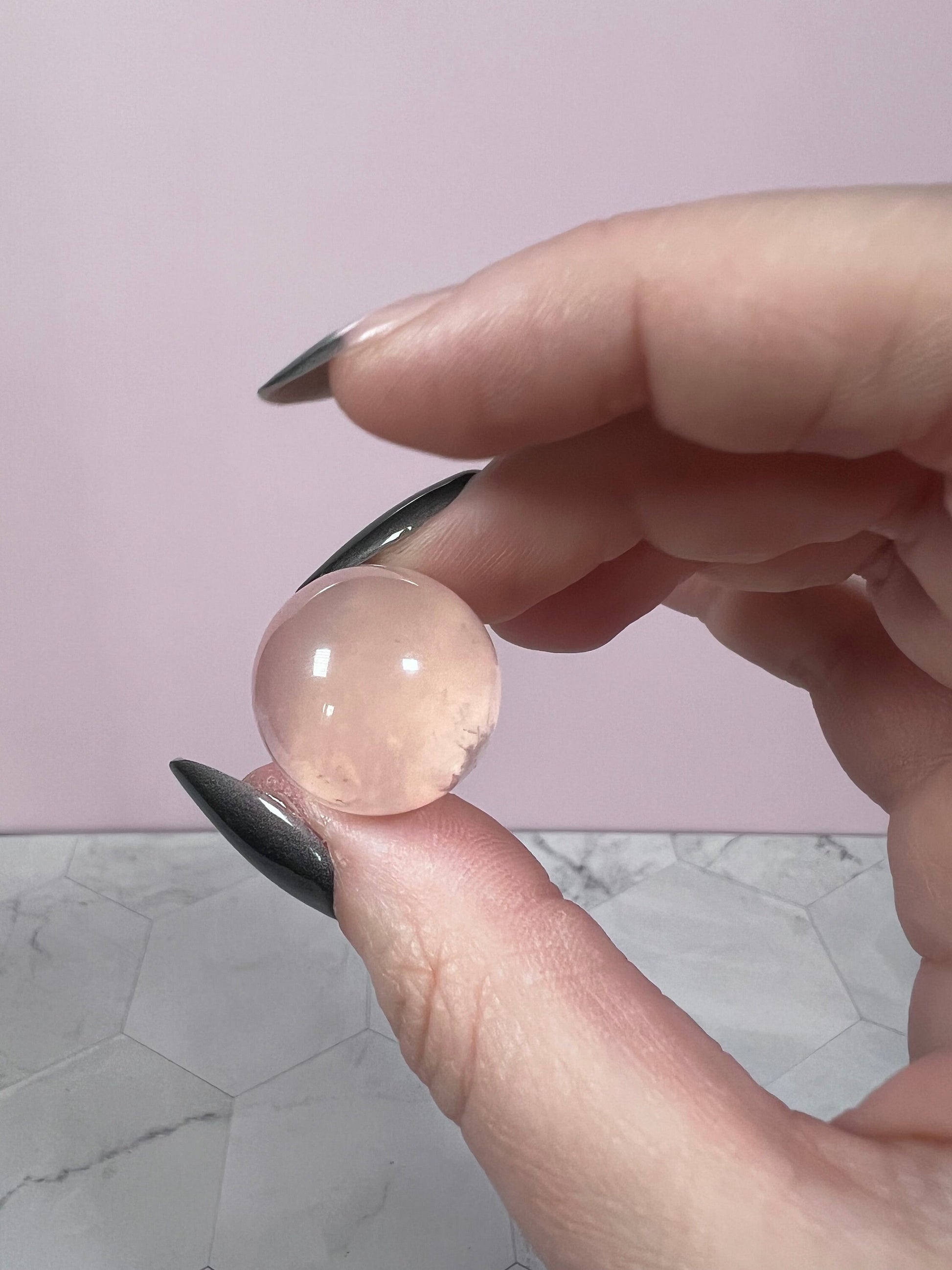 ONE (1) Stunning Starry Snow Garden Rose Quartz Crystal Sphere E