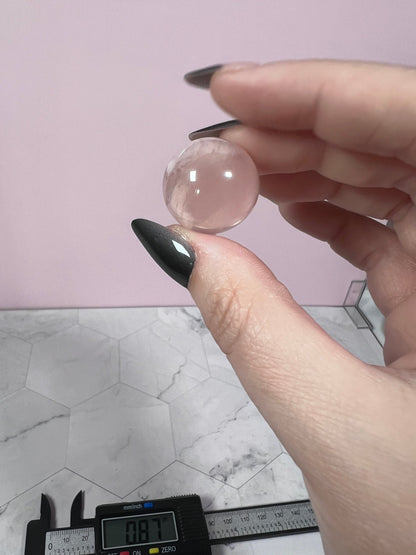 ONE (1) Stunning Starry Snow Garden Rose Quartz Crystal Sphere C