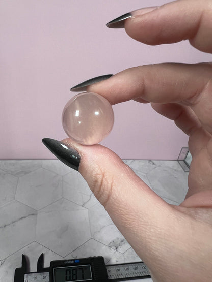 ONE (1) Stunning Starry Snow Garden Rose Quartz Crystal Sphere C