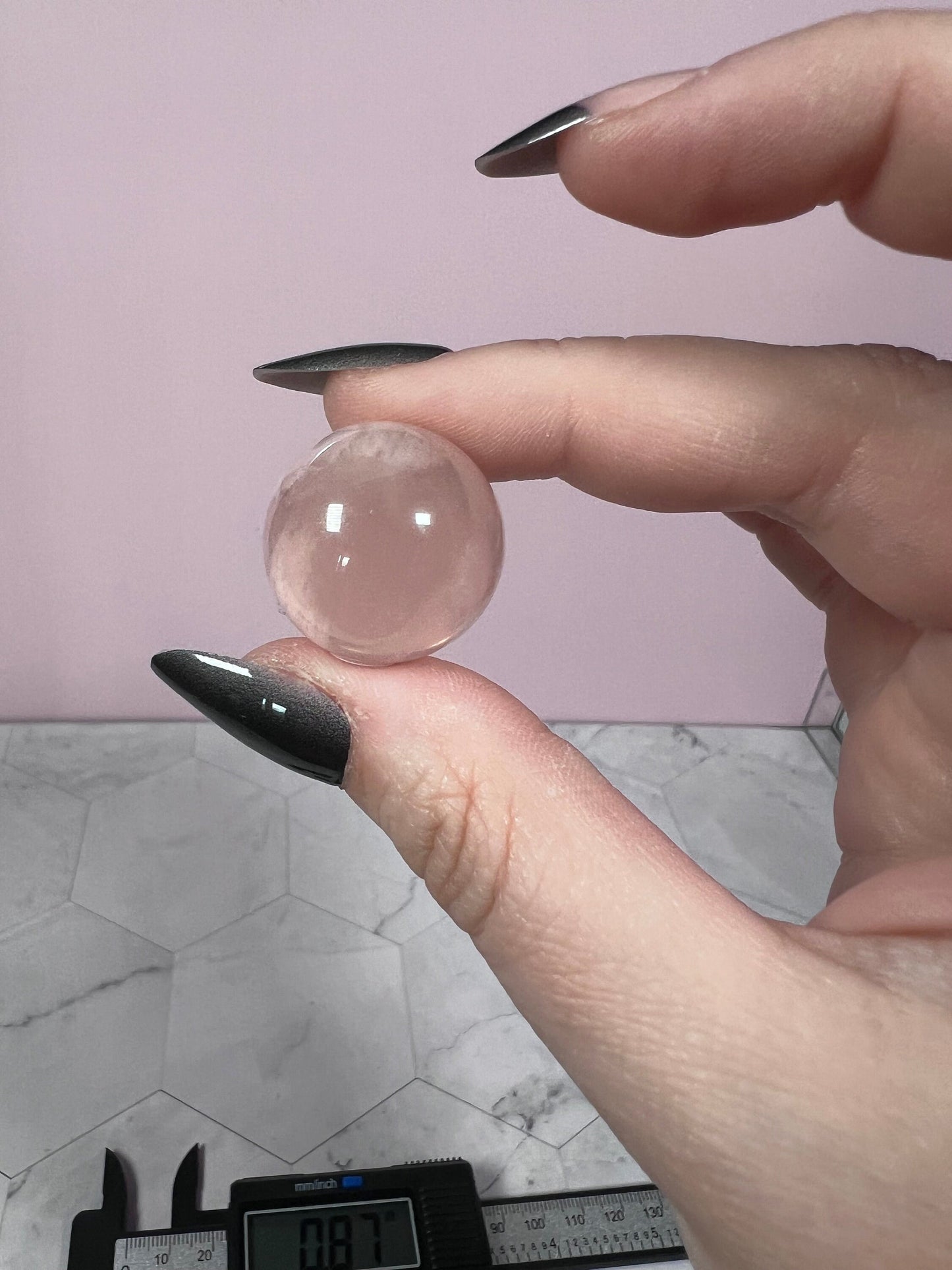 ONE (1) Stunning Starry Snow Garden Rose Quartz Crystal Sphere C