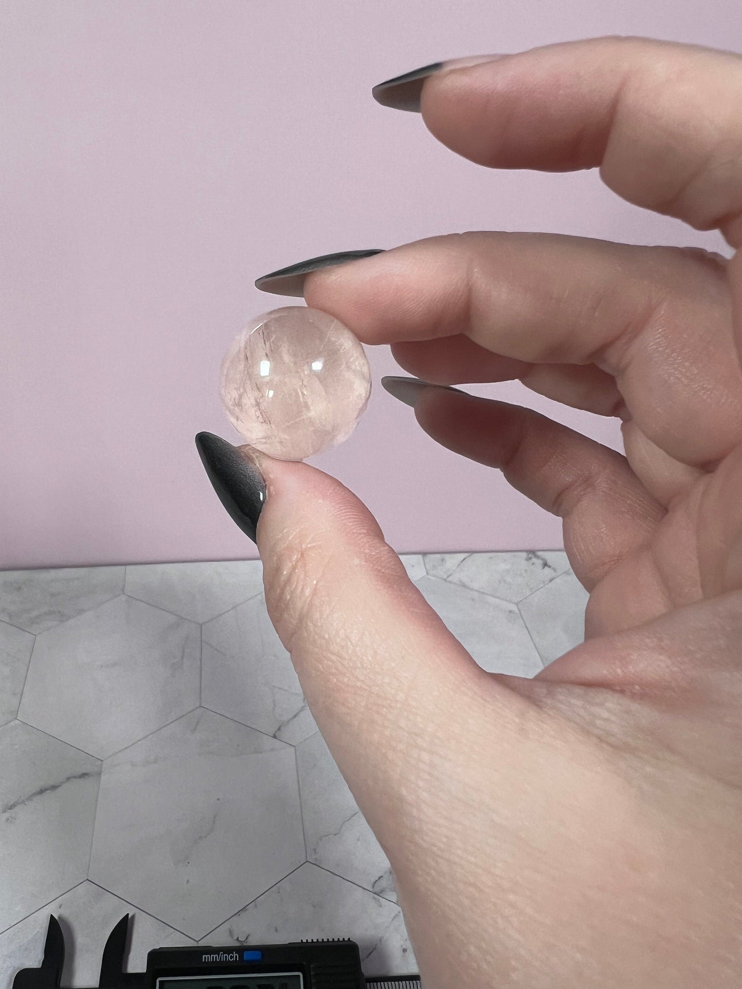 ONE (1) Stunning Starry Snow Garden Rose Quartz Crystal Sphere B