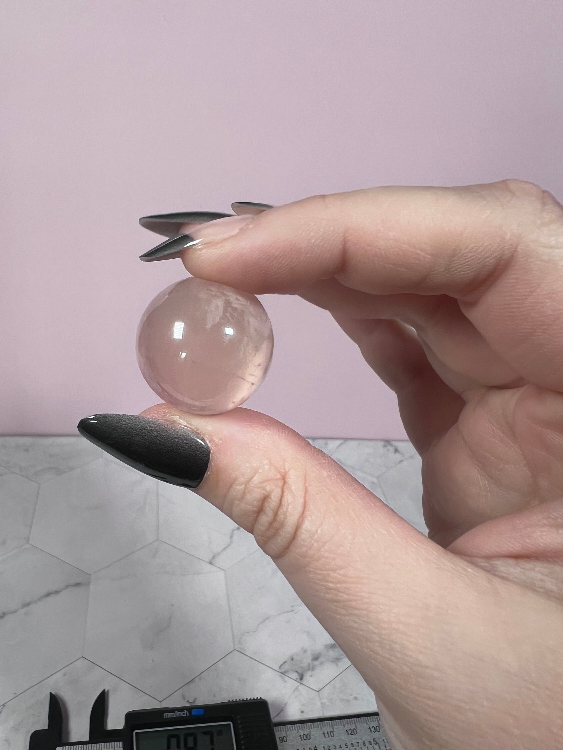 ONE (1) Stunning Starry Snow Garden Rose Quartz Crystal Sphere C