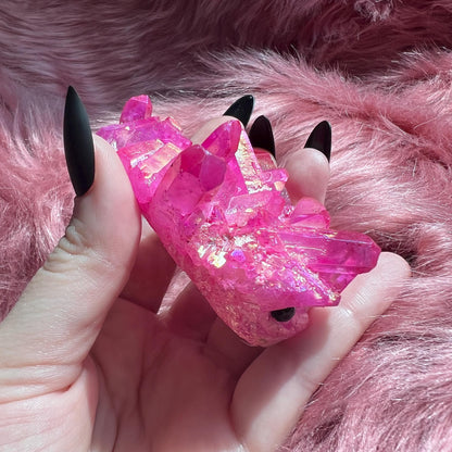 ONE (1) Stunning High Quality Pink Aura Quartz Pet Rock Carving