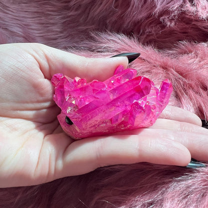 ONE (1) Stunning High Quality Pink Aura Quartz Pet Rock Carving