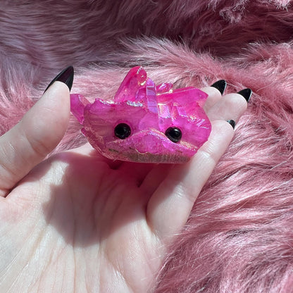 ONE (1) Stunning High Quality Pink Aura Quartz Pet Rock Carving