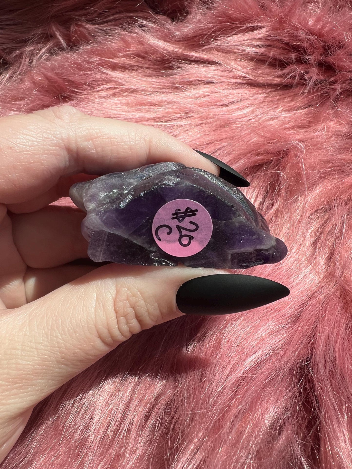 ONE (1) Stunning High Quality Amethyst Pet Rock Carving C