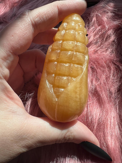 ONE (1) Stunning High Quality Yellow Calcite Corn Cob Carving