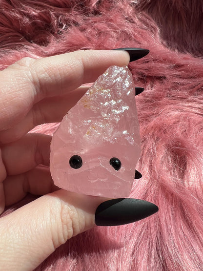 ONE (1) Stunning High Quality Rose Quartz Pet Rock Carving