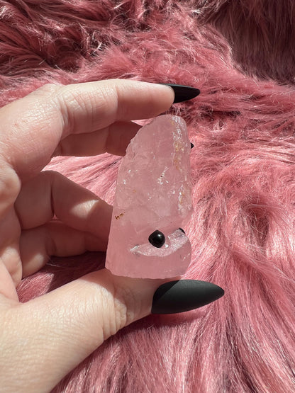 ONE (1) Stunning High Quality Rose Quartz Pet Rock Carving