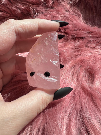 ONE (1) Stunning High Quality Rose Quartz Pet Rock Carving