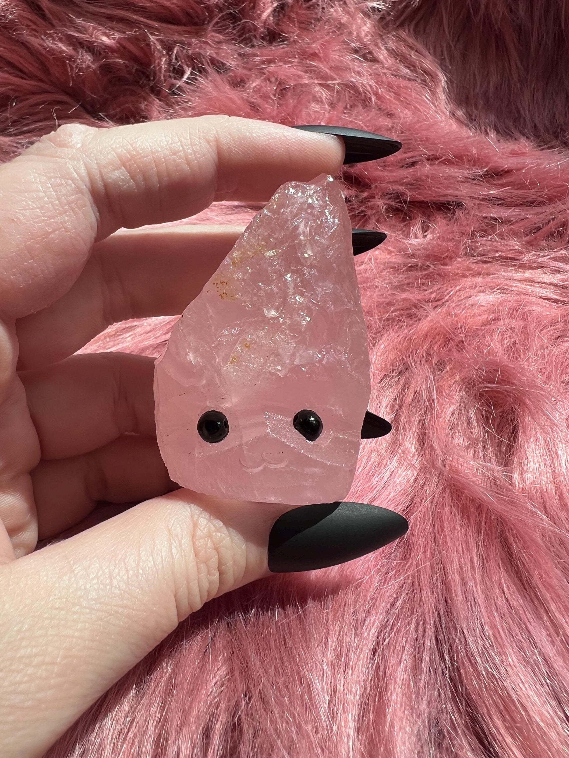 ONE (1) Stunning High Quality Rose Quartz Pet Rock Carving