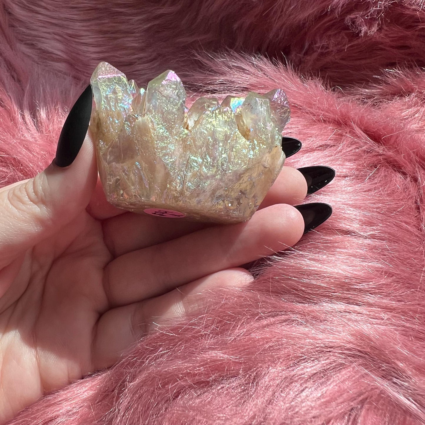 ONE (1) Stunning High Quality Aura Quartz Pet Rock Carving