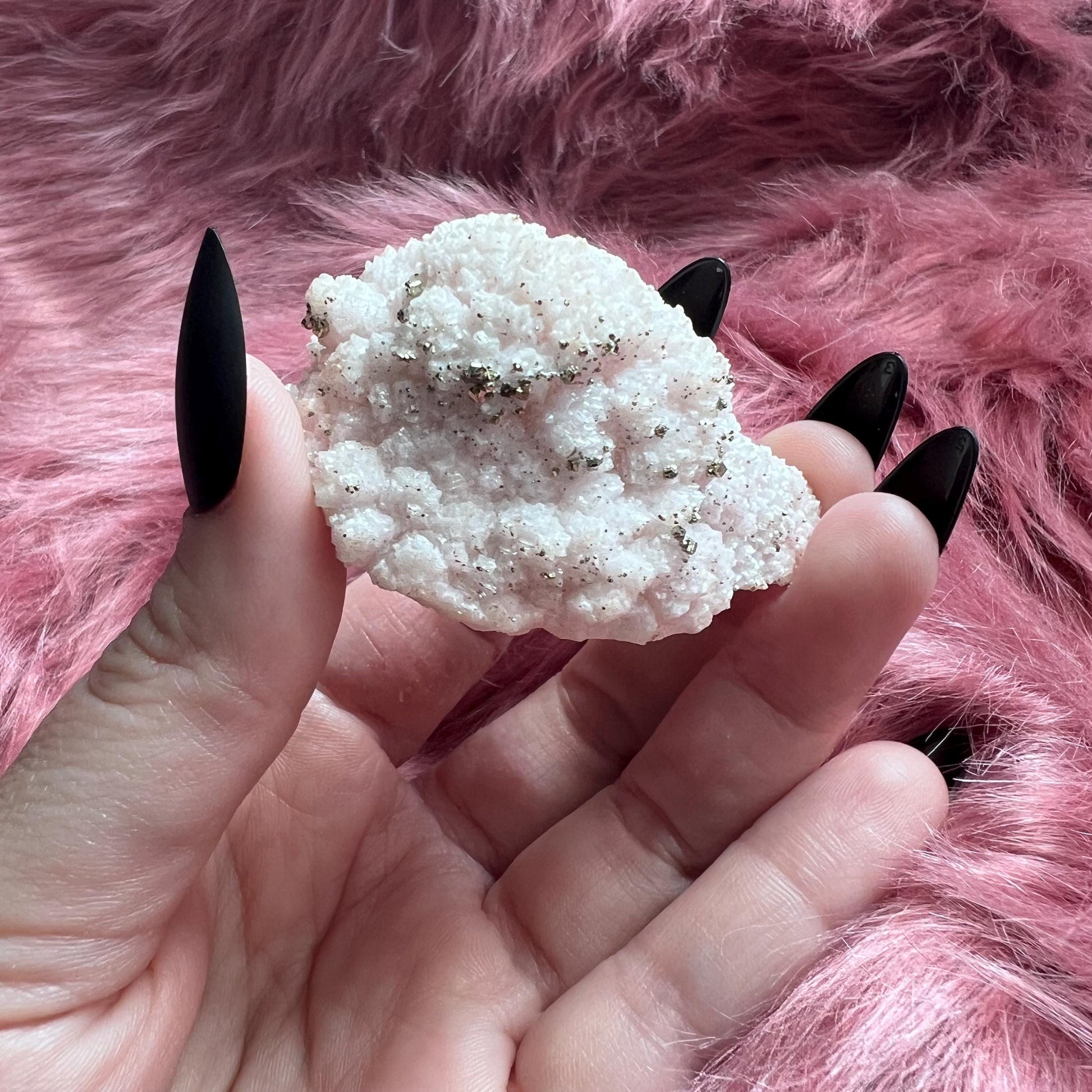 ONE (1) Stunning Pink Calcite with Pyrite Specimen