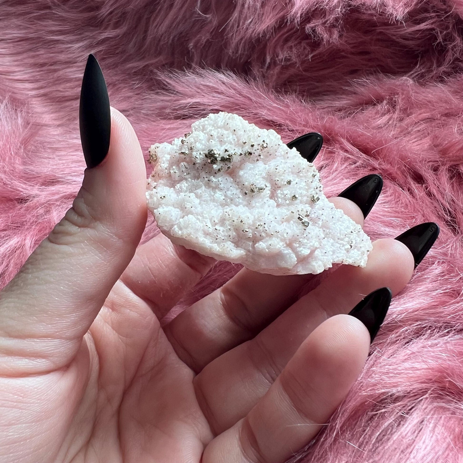 ONE (1) Stunning Pink Calcite with Pyrite Specimen