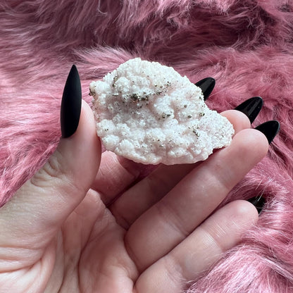 ONE (1) Stunning Pink Calcite with Pyrite Specimen