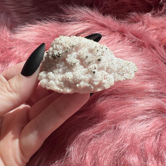 ONE (1) Stunning Pink Calcite with Pyrite Specimen