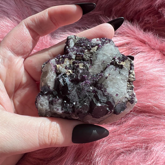 ONE (1) Stunning Fluorite with Hematite and Pyrite Specimen