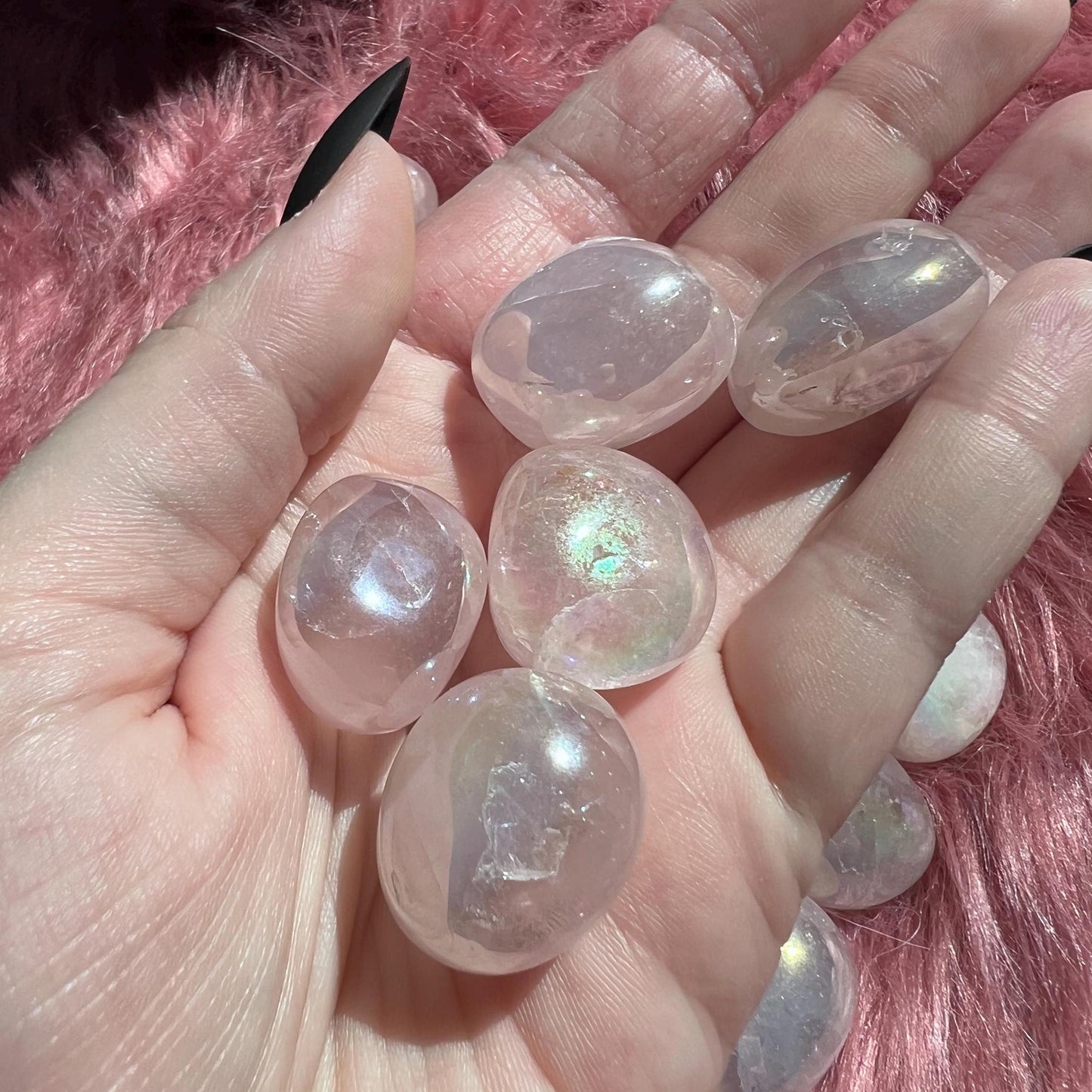 ONE (1) Stunning Aura Rose Quartz Tumble - Intuitively Picked