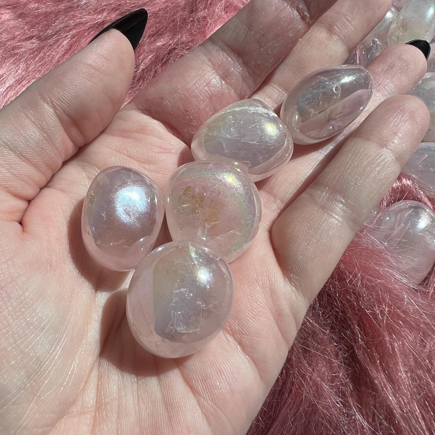 ONE (1) Stunning Aura Rose Quartz Tumble - Intuitively Picked