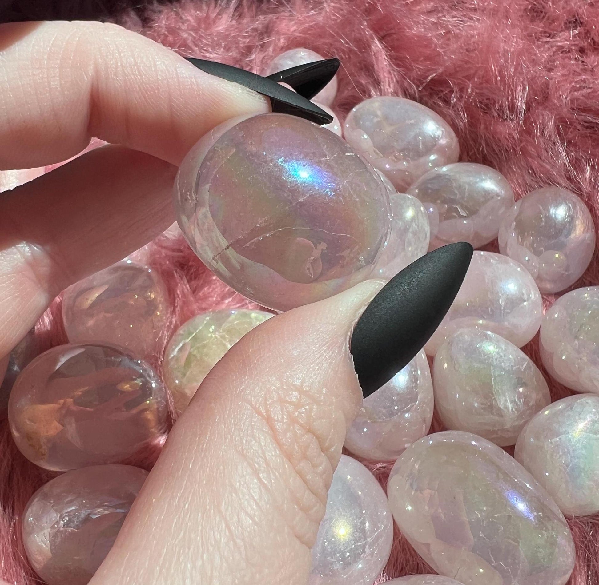 ONE (1) Stunning Aura Rose Quartz Tumble - Intuitively Picked