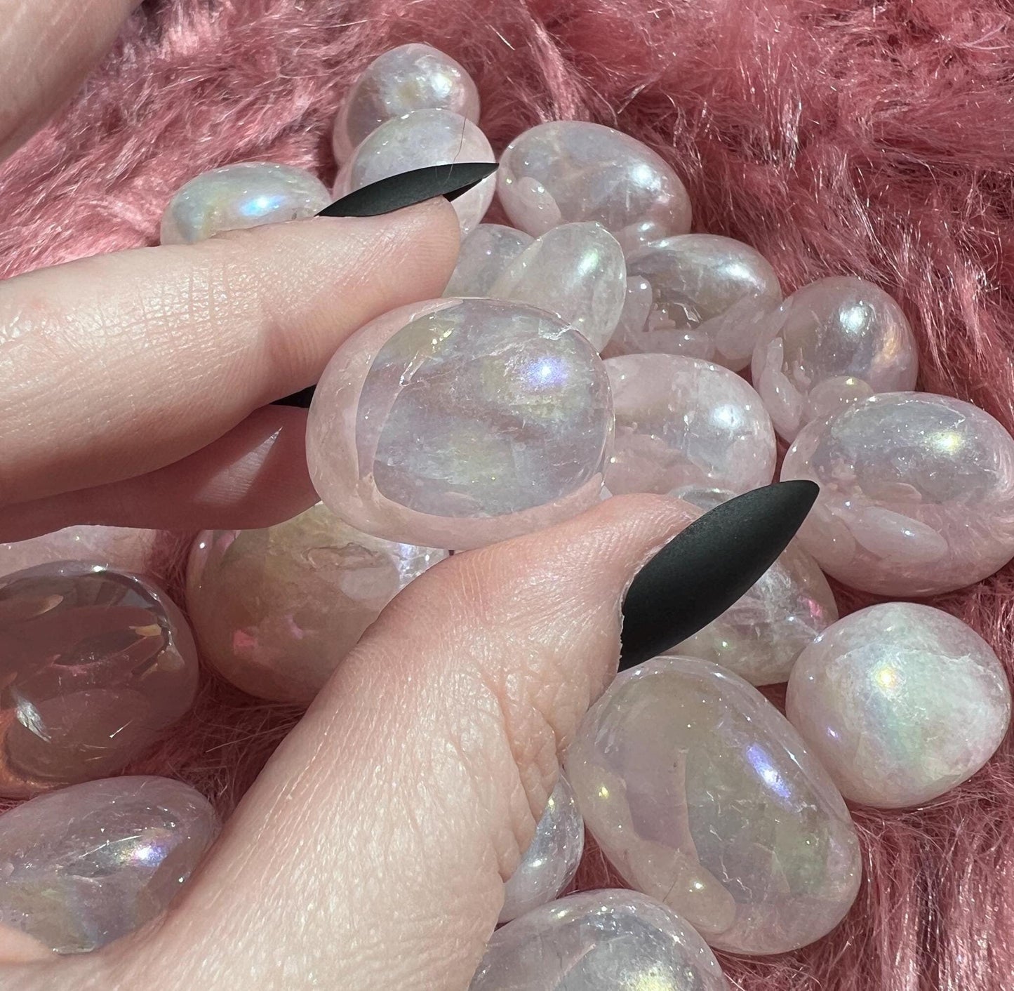 ONE (1) Stunning Aura Rose Quartz Tumble - Intuitively Picked