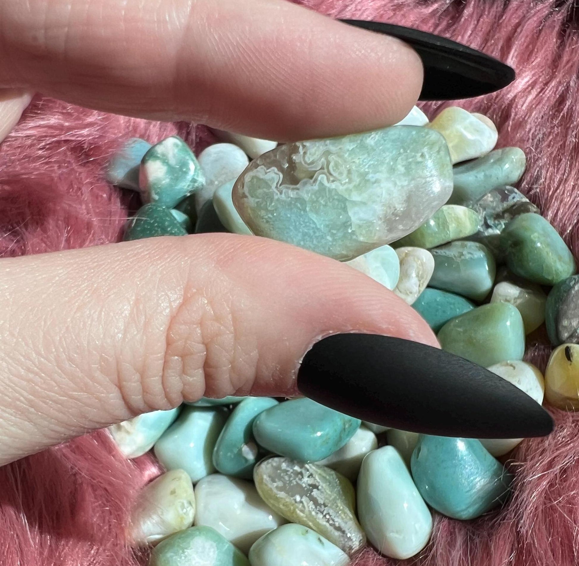 ONE (1) Stunning Green Flower Agate Tumble - Intuitively Picked