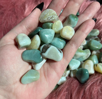 ONE (1) Stunning Green Flower Agate Tumble - Intuitively Picked